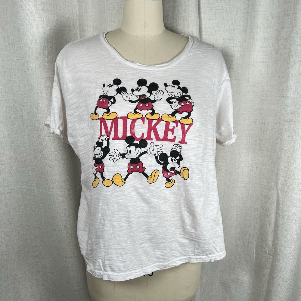 Disney Parks Mickey Mouse Multi-Pose Tshirt White Women's XL Classic WDW DL